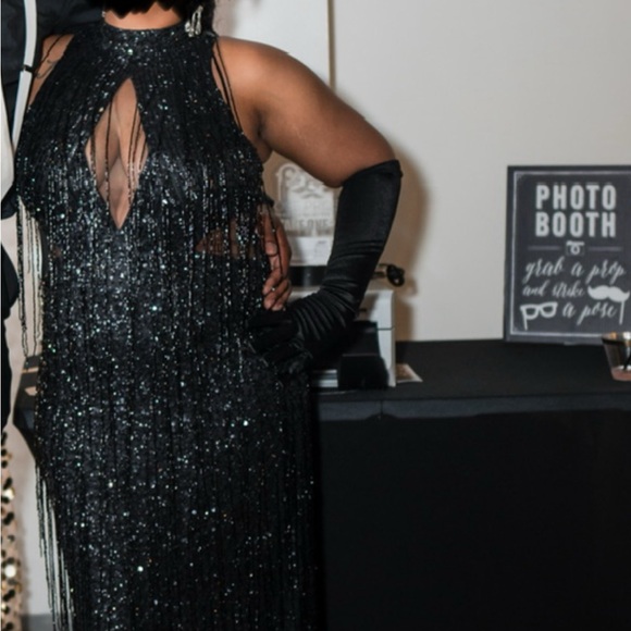 Sequin fringe black deess - Picture 6 of 7
